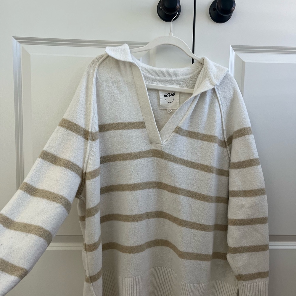Aerie Soft Cream Knit Top